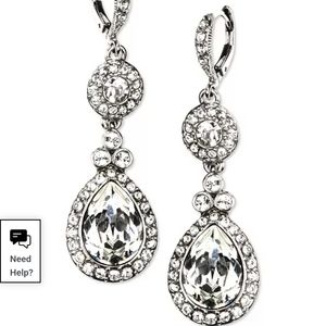 Givenchy Silver-Tone Crystal Element Double Drop Earrings